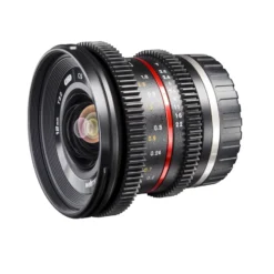 Walimex Pro 12mm 1:2,2 VCSC-Weitwinkelobjektiv kompatibel mit Sony E Mount Objektivbajonett (MC Linsen/Nano Coating, Zahnkranz, stufenlose Blende/Fokus, abnehmbare Gegenlichtblende) schwarz