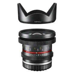 Walimex Pro 12mm 1:2,2 VCSC-Weitwinkelobjektiv kompatibel mit Sony E Mount Objektivbajonett (MC Linsen/Nano Coating, Zahnkranz, stufenlose Blende/Fokus, abnehmbare Gegenlichtblende) schwarz