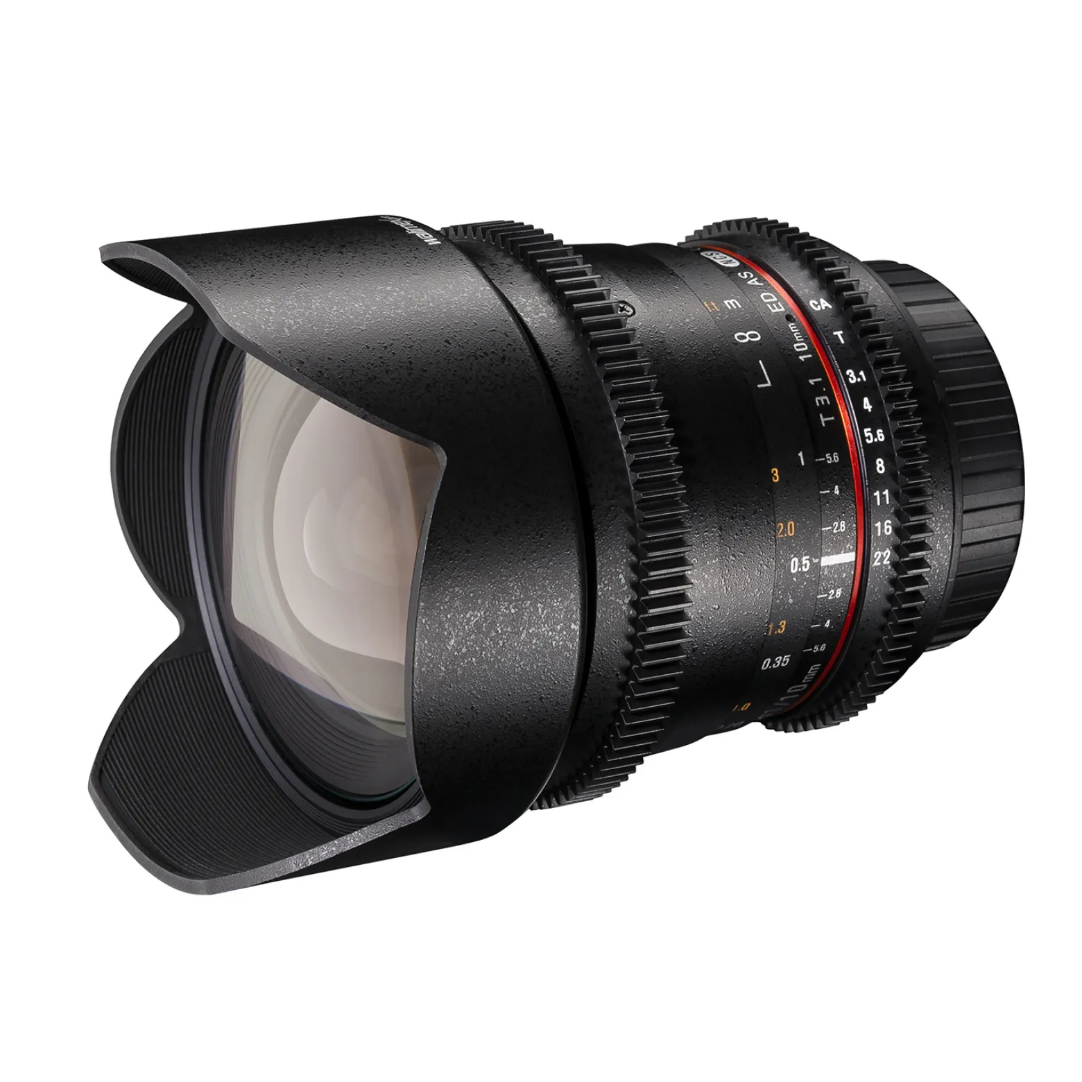 Walimex Pro 10mm 1:3,1 VCSC-Weitwinkelobjektiv (inkl. Gegenlichtblende, IF, Zahnkranz, stufenlose Blende und Fokus) für Canon EF-S Objektivbajonett schwarz
