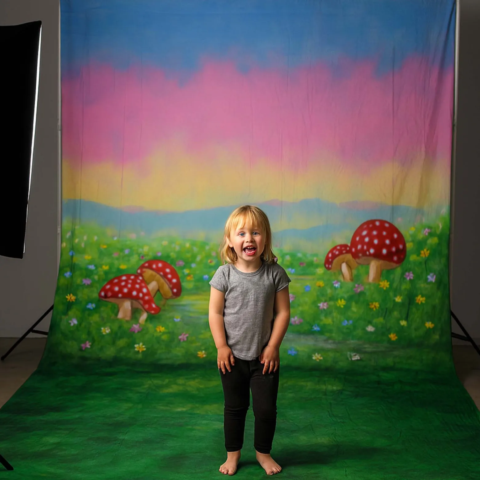 Walimex pro Motiv-Stoffhintergrund 3 x 6 m 'Alice' 2in1 Fotohintergrund aus Baumwolle 140 g/qm handgefertigt mit Tunnel und ohne Mittelnaht