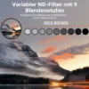 Walimex pro ND2-ND400 55 mm Fader Slim variabler Graufilter mit 9 Blendenstufen, ND Filter mit 18-lagiger Beschichtung