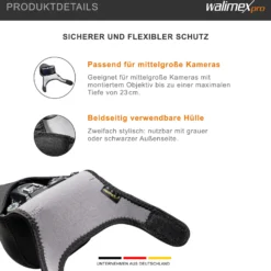 Walimex pro Neopren Kamera-Schutzhülle L 23 x 16 x 14 cm für große Kameras mit angesetztem Objektiv bis max. 23 cm Tiefe