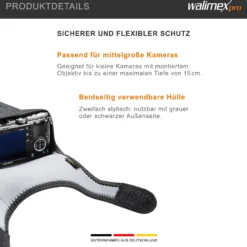 Walimex pro Neopren Kamera-Schutzhülle S 15 x 12 x 7 cm für kleine Kameras mit angesetztem Objektiv bis max. 15 cm Tiefe