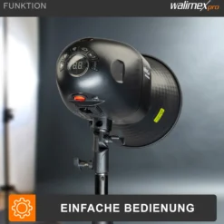 Walimex pro Newcomer 300 II Set, Studioblitz inkl. Softbox und Lampenstativ, LED Studiolicht mit Funk, Studiolampe 300 W mit hoher Lichtleistung ideal für Fotostudio