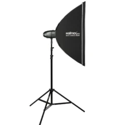 Walimex pro Newcomer 100 II Set, Studioblitz Set inkl. Softbox und Lampenstativ, LED Studiolicht mit Funk, Studiolampe mit hoher Lichtleistung ideal für Fotostudio