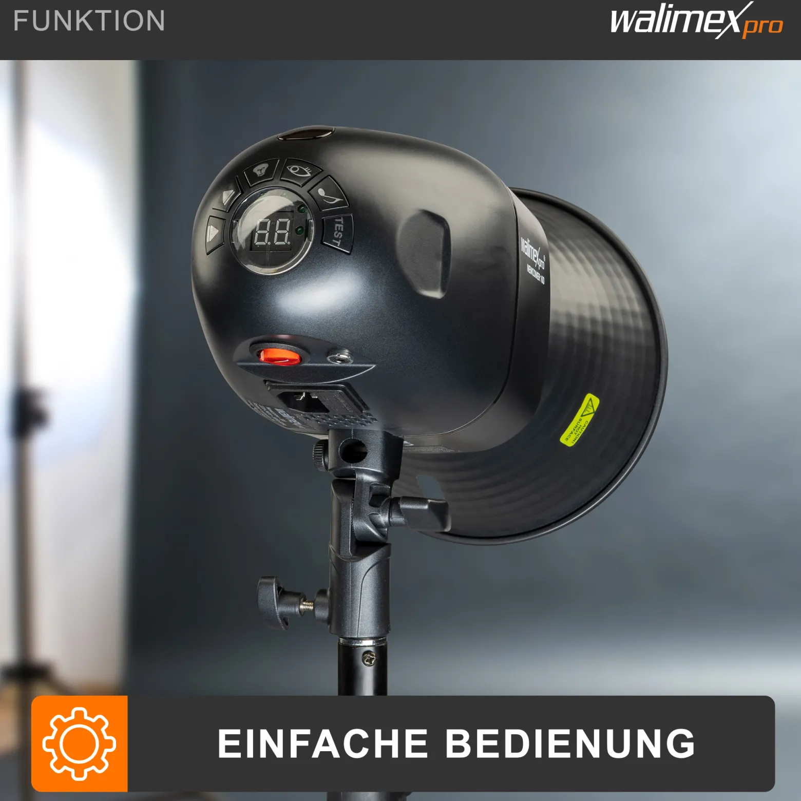 Walimex pro Newcomer 100 II Studioblitz, LED Studiolicht mit Funk, Studiolampe mit hoher Lichtleistung, Studio Blitz mit Überhitzungsschutz ideal für Fotostudio