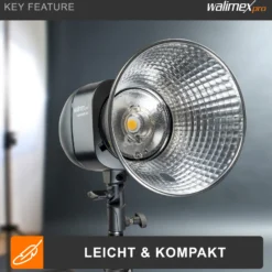 Walimex pro Newcomer 300 II Studioblitz, LED Studiolicht mit Funk, Studiolampe 300 W mit hoher Lichtleistung, Studio Blitz mit Überhitzungsschutz ideal für Fotostudio