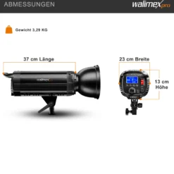 Walimex pro Niova Plus Daylight, dimmbare LED Videoleuchte 200 W, Videolicht mit Bowens-Reflektor & Soft Diffusor, Studiolicht mit COB-LED-Technologie
