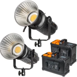 Walimex pro Niova Plus Daylight Set 350 & 500 W, dimmbare Videoleuchte, Videolicht mit Bowens-Reflektor & Soft Diffusor, Studiolicht mit COB-LED-Technologie