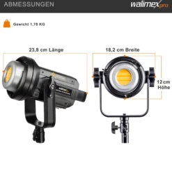 Walimex pro Niova Plus Studioleuchte, Videoleuchte mit Bi-Color, dimmbare LED Videoleuchte mit Reflektor, Studiolicht mit COB LED-Technologie