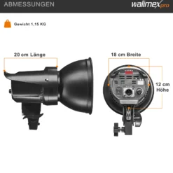 Walimex pro Niova 60 Plus Videoleuchte, LED Studioleuchte mit Bowens-Reflektor und Soft Diffusor, Studiolicht mit COB LED-Technologie und Bi-Color Funktion