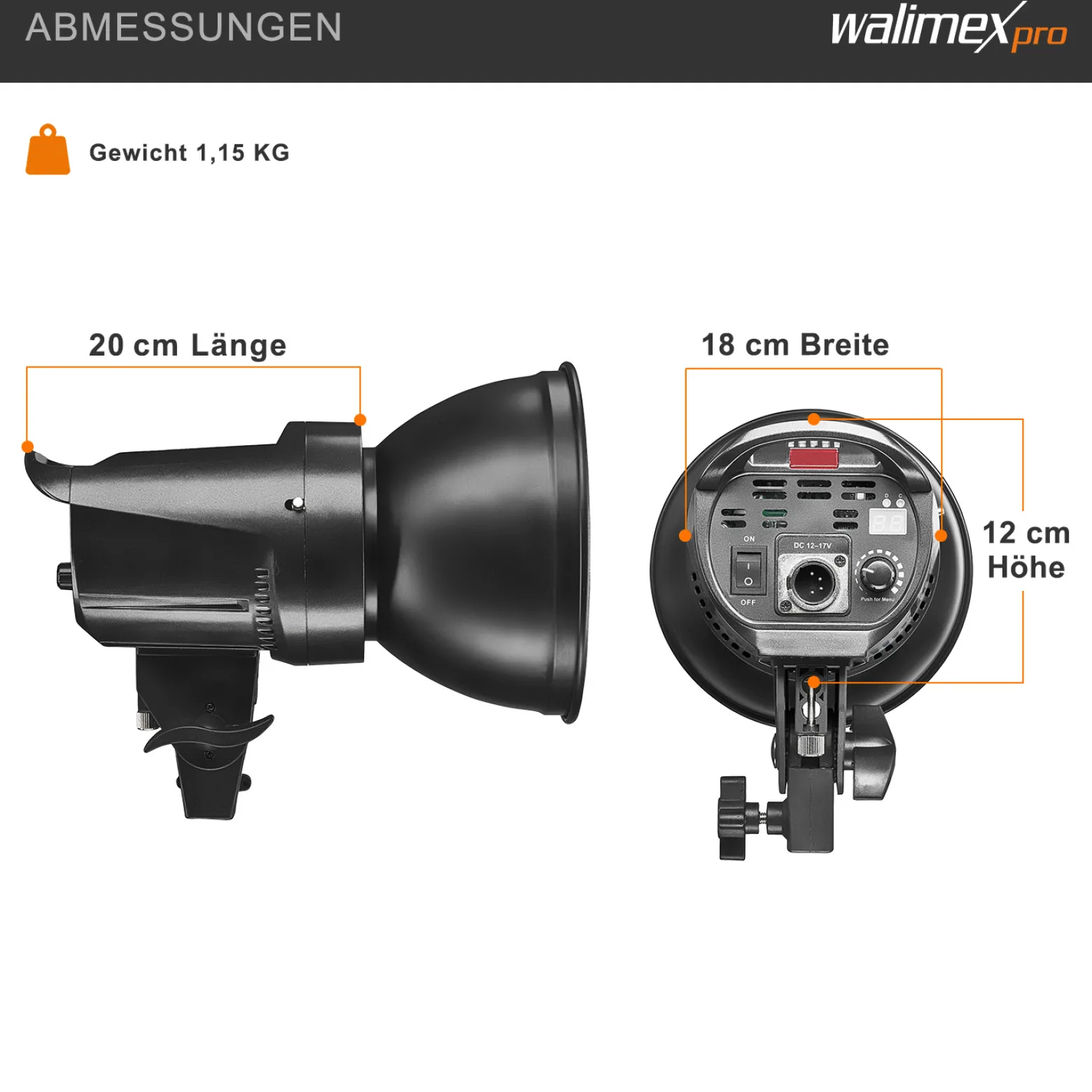 Walimex pro Niova 60 Plus Videoleuchte, LED Studioleuchte mit Bowens-Reflektor und Soft Diffusor, Studiolicht mit COB LED-Technologie und Bi-Color Funktion