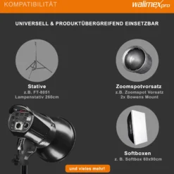 Walimex pro Niova 60 Plus Videoleuchte, LED Studioleuchte mit Bowens-Reflektor und Soft Diffusor, Studiolicht mit COB LED-Technologie und Bi-Color Funktion