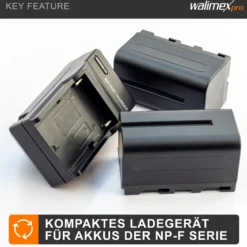 Walimex pro NP-F Akku-Ladegerät - 85 x 40 x 35 mm / 1000 mA - mit LED Anzeige, 12 V Ladekabel, automatischer Abschaltung - Zubehör für Fotografen