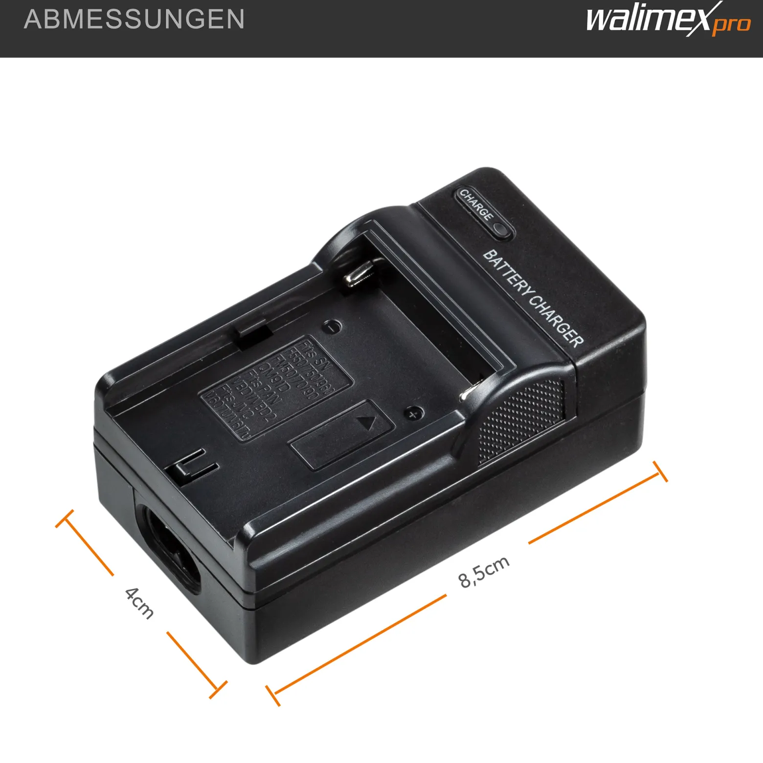 Walimex pro NP-F Akku-Ladegerät - 85 x 40 x 35 mm / 1000 mA - mit LED Anzeige, 12 V Ladekabel, automatischer Abschaltung - Zubehör für Fotografen
