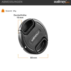 Walimex pro Objektivdeckel mit Innengriff 58 mm Frontdeckel aus Kunststoff schützt vor Staub, Kratzern und Schmutz