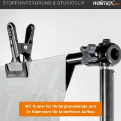 Walimex pro Octagon Fotostudio Set, 45 W LED Leuchte mit Softbox, Lampenstative, Hintergrund, Bi-Color Videoleuchte mit Hintergrundsystem, Studioleuchte mit Fernbedienung