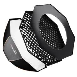 Walimex pro Octagon Softbox Plus Orange Line 90 cm - 600 x 900 x 900 mm - mit golden-silbernem Einsatz - schwarz-weiß - Lichtformer inkl. Adapters für Aurora/Bowens