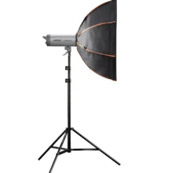 Walimex pro Octagon Softbox Plus Orange Line 90 cm - 600 x 900 x 900 mm - mit golden-silbernem Einsatz - schwarz-weiß - Lichtformer inkl. Adapters für Elinchrom