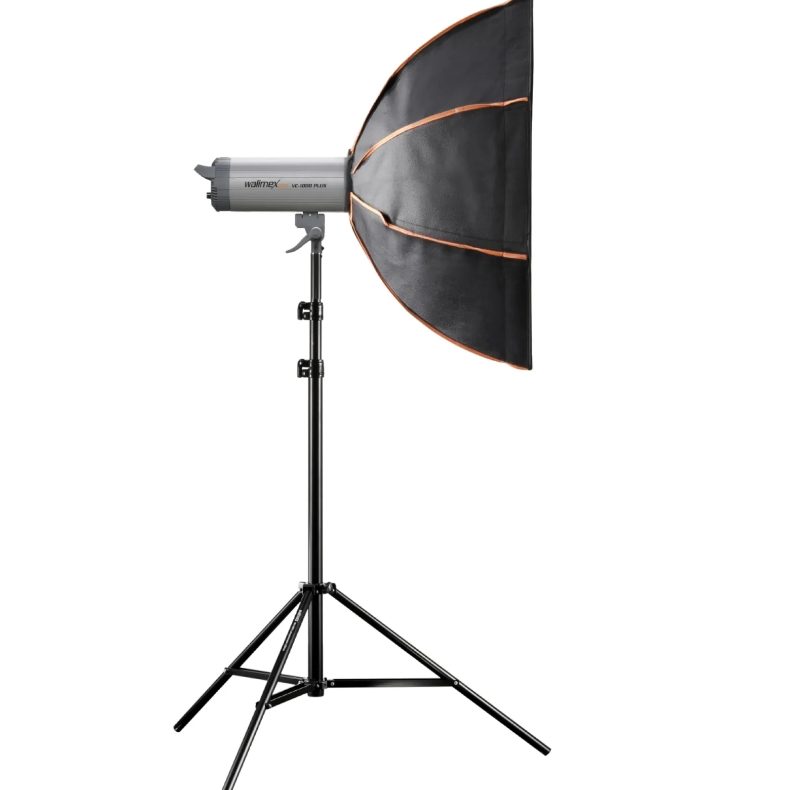 Walimex pro Octagon Softbox Plus Orange Line 90 cm - 600 x 900 x 900 mm - mit golden-silbernem Einsatz - schwarz-weiß - Lichtformer inkl. Adapters für pro&K