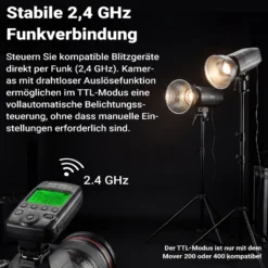 Walimex pro Operator TTL T-C kompatibel mit Canon Kamera, Funk Fernbedienung Auslöser für Newcomer, Emerger, Campaigner, Stager und Mover 200/400 TTL