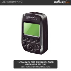 Walimex pro Operator TTL T-N kompatibel mit Nikon Kamera, Funk Fernbedienung und Funk Auslöser für Newcomer, Emerger, Campaigner, Stager und Mover 200/400 TTL