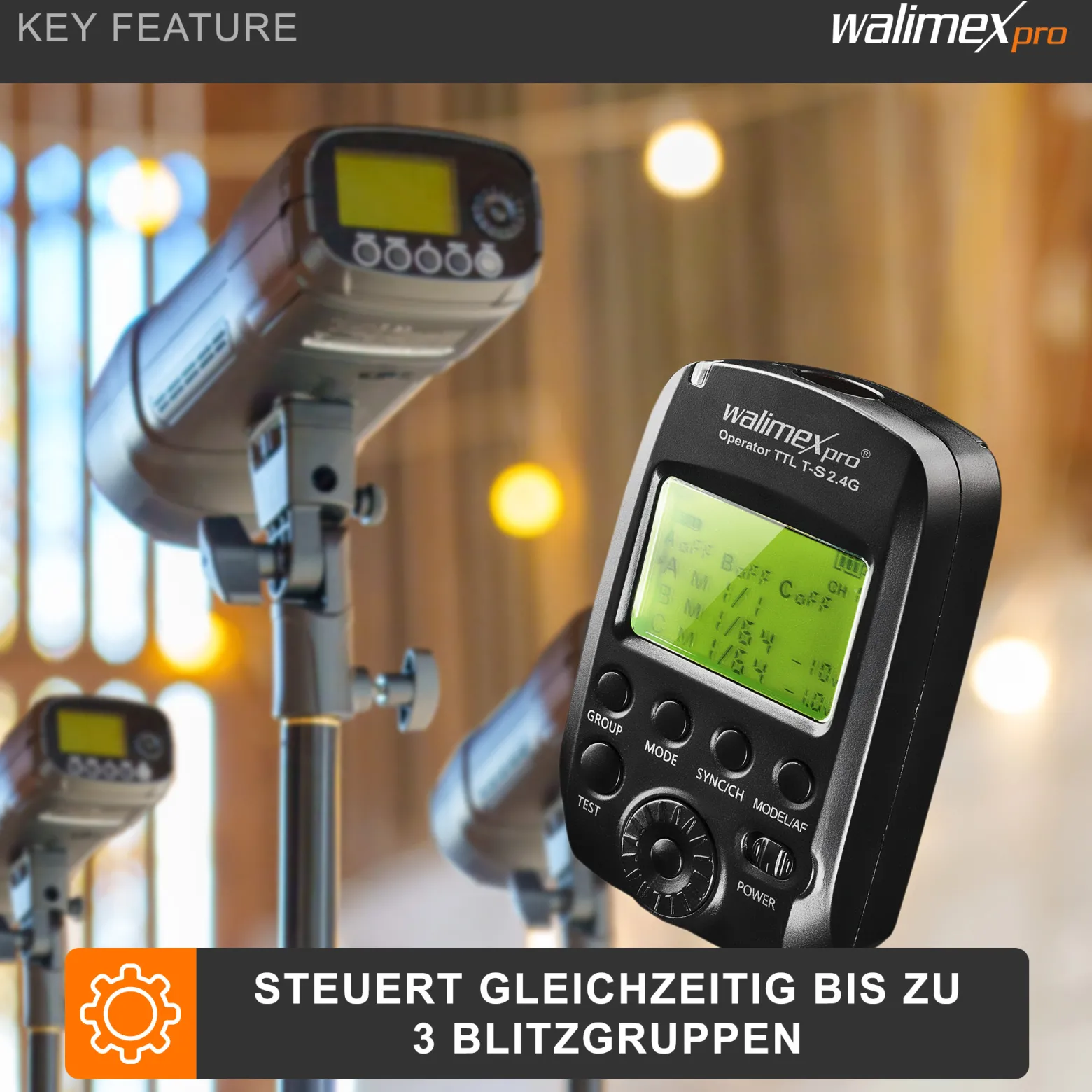 Walimex pro Operator TTL T-S geeignet für Sony Kamera, Funk Fernbedienung und Funk Auslöser für Newcomer, Emerger, Campaigner, Stager und Mover 200/400 TTL, Transmitter