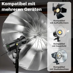 Walimex pro Parabol Reflexschirm schwarz/ silberfarben Ø 165 cm für kontrastreiches Licht