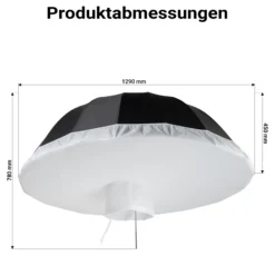 Walimex pro Parabol Reflexschirm schwarz/weiß Ø 129 cm + Diffusor – Lichtformer Set für Fotografie und Videografie