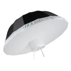 Walimex pro Parabol Reflexschirm schwarz/silberfarben Ø 129 cm + Diffusor – Lichtformer Set für Fotografie und Videografie