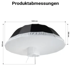 Walimex pro Parabol Reflexschirm schwarz/silberfarben Ø 165 cm + Diffusor – Lichtformer Set für Fotografie und Videografie