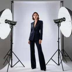 Walimex pro Parabol Reflexschirm schwarz/weiß Ø 105 cm + Diffusor – Lichtformer Set für Fotografie und Videografie