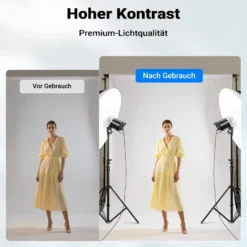 Walimex pro Parabol Reflexschirm schwarz/weiß Ø 165 cm + Diffusor – Lichtformer Set für Fotografie und Videografie