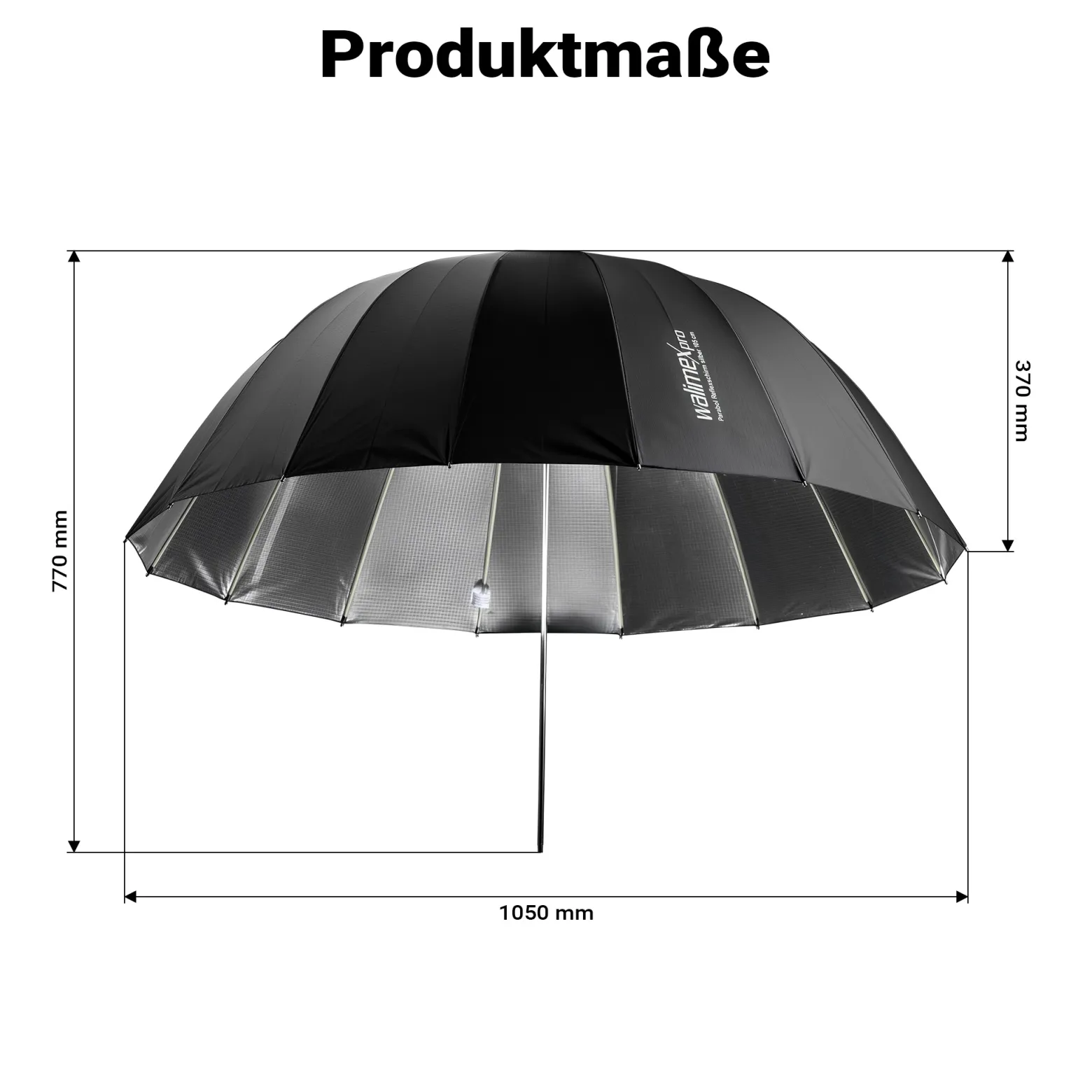 Walimex pro Parabol Reflexschirm schwarz/ silberfarben Ø 105 cm für kontrastreiches Licht