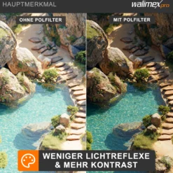 Walimex pro Polfilter zirkular slim 49 mm, Polarisationsfilter inkl. Schutzhülle, CPL Filter mit Metallfassung, Kamera Pol Filter für professionelle Aufnahmen
