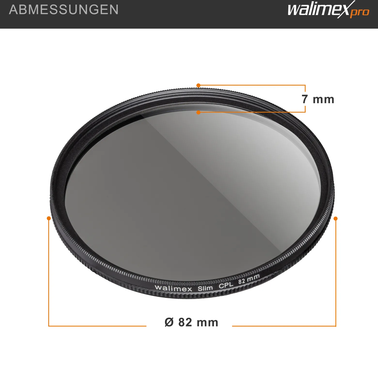 Walimex pro Polfilter zirkular slim 82 mm, Polarisationsfilter inkl. Schutzhülle, CPL Filter mit Metallfassung, Kamera Pol Filter für professionelle Aufnahmen