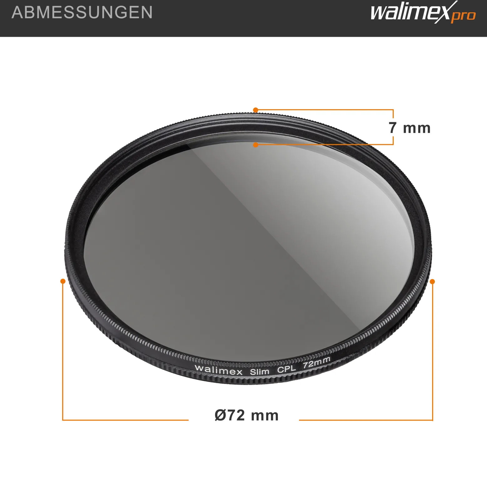 Walimex pro Polfilter zirkular slim 72 mm, Polarisationsfilter inkl. Schutzhülle, CPL Filter mit Metallfassung, Kamera Pol Filter für professionelle Aufnahmen