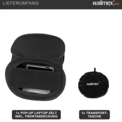 Walimex pro Pop-Up Laptop-Zelt 50 x 50 x 50 cm Sonnenschutz und Blendschutz, Fotozelt für verbesserte Farb- und Bildkontrolle ideal für Outdoor-Shootings