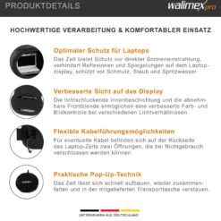 Walimex pro Pop-Up Laptop-Zelt 50 x 50 x 50 cm Sonnenschutz und Blendschutz, Fotozelt für verbesserte Farb- und Bildkontrolle ideal für Outdoor-Shootings
