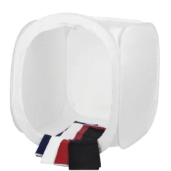 Walimex pro Pop-Up Lichtwürfel 75 x 75 x 75 cm Fotozelt für Produktfotografie mit Hintergrundstoffen und Transporttasche
