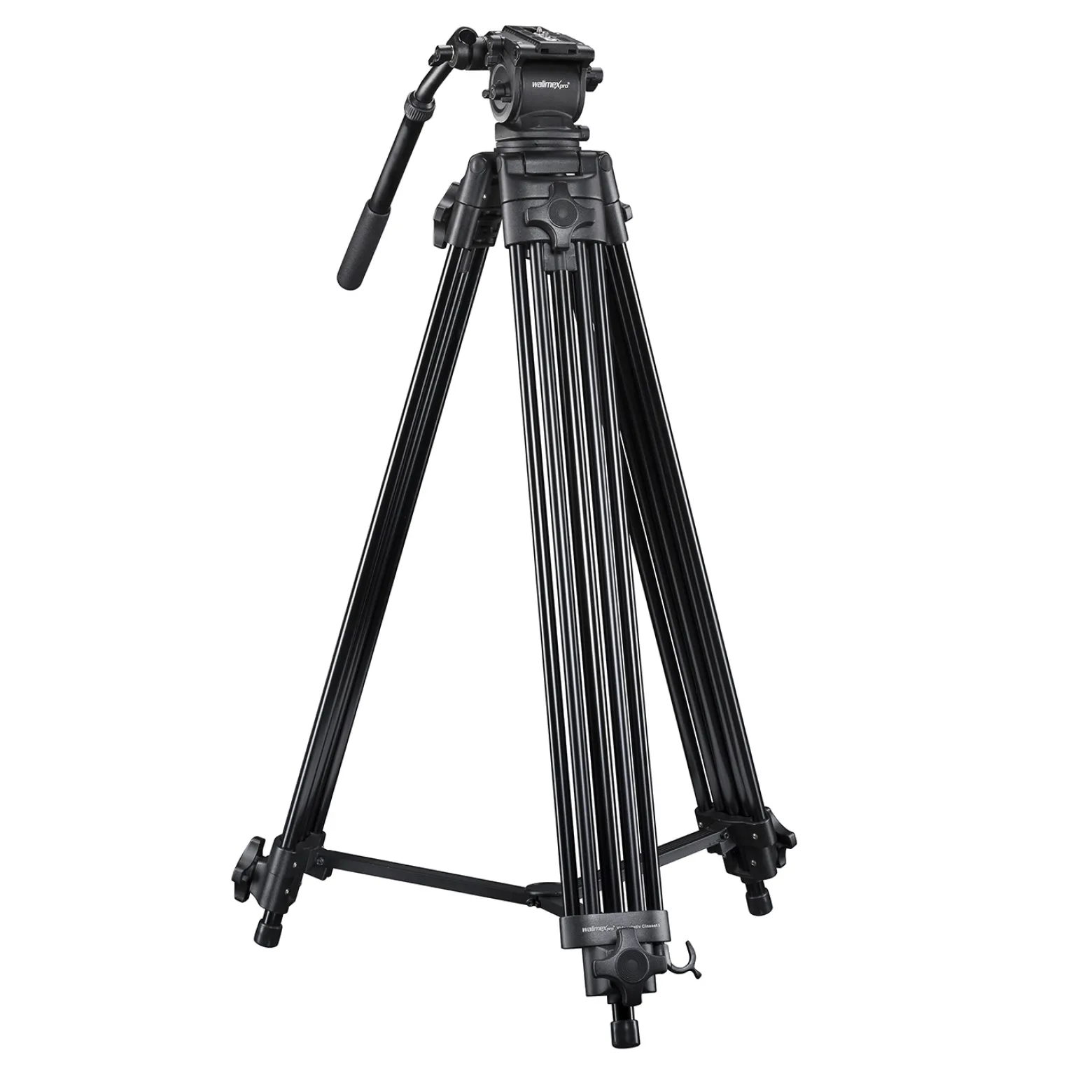 Walimex pro Profi Videostativ Cineast I - 865 x 200 x 200 mm - max. Traglast 6 kg - mit Tasche - 5 Beinstreben & Mittelspinne - für Videokameras & DSLRs - schwarz