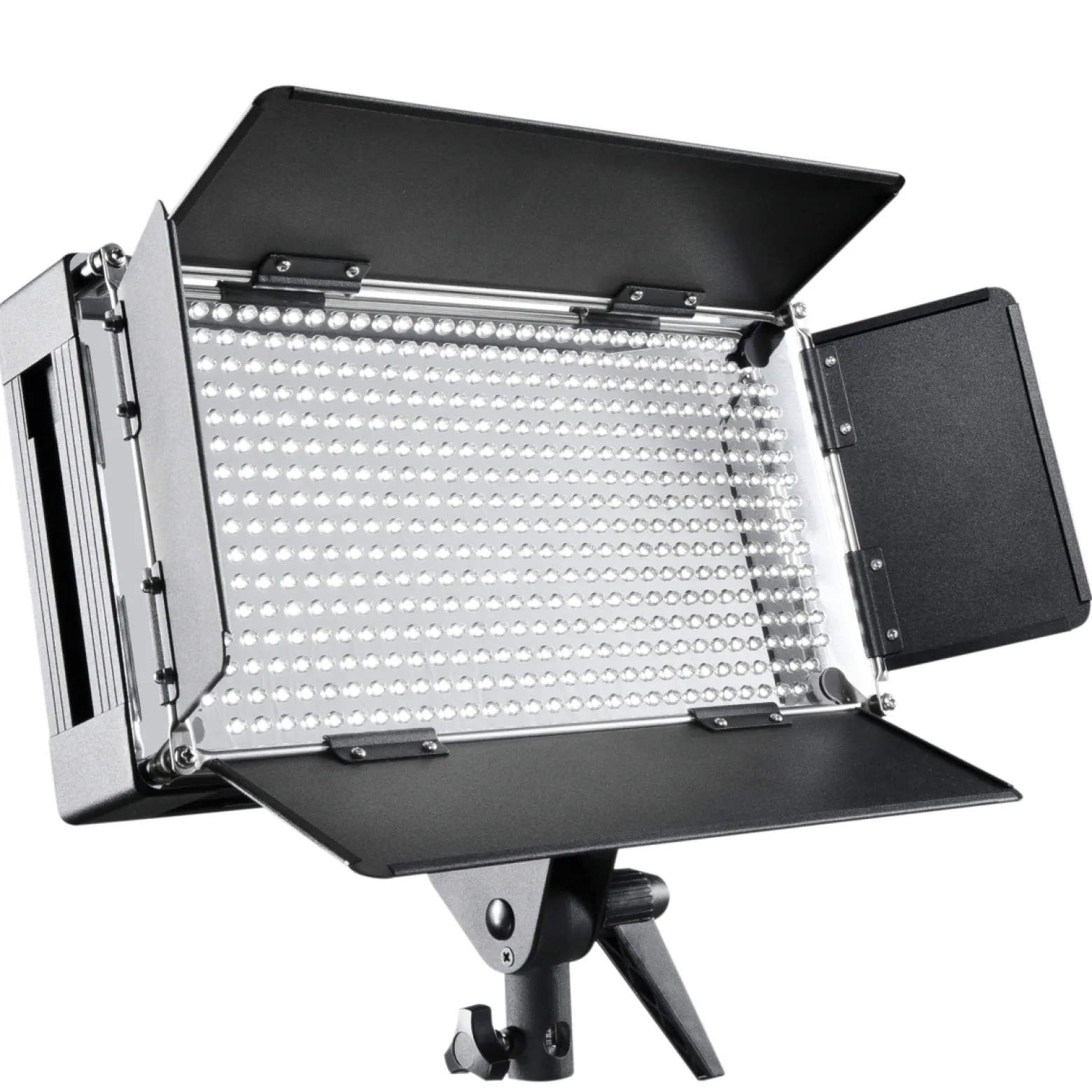 Walimex pro Pro 500 On Location Lightning Set (2x dimmbare LED-Flächenleuchte, 2x WT-806 Lampenstativen inkl. Transporttasche), 20375, 800 Lux leistung