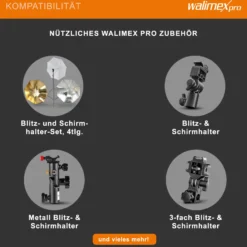Walimex pro Reflexschirm Ø 180 cm schwarz/weiß für weiches Licht, Lichtreflektor für neutrale Lichtführung und Streulichtminderung, optimal für Produktfotografie