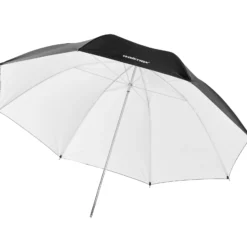 Walimex pro Reflexschirm Ø 109 cm schwarz/weiß für weiches Licht, Lichtreflektor ideal für Porträtfotografie und Produktfotografie, Lichtformer für Studioblitz, Fotoschirm mit Metallstange