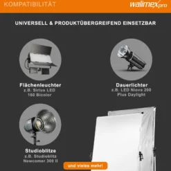Walimex pro Rollbares Reflektorpanel 150 x 200 cm, Reflektor und Diffusor Fotografie in einem, silberfarbene Vorderseite und schwarze Rückseite