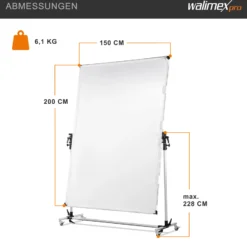 Walimex pro Rollbares Reflektorpanel 150 x 200 cm, Reflektor und Diffusor Fotografie in einem, silberfarbene Vorderseite und schwarze Rückseite
