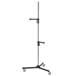 Walimex pro Rollstativ 223 cm, Blitzstativ belastbar bis 12 kg, Studiostativ mit zwei verschiebbaren Klemmhaltern, Lampenstativ mit stabilen Rollen ideal zur Befestigung von Studio-Equipment