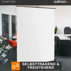 Walimex pro Roll-up Panel Hintergrund weiß 155 x 200 cm, Fotohintergrund mit Transportbox, Hintergrundsystem für Fotostudio, knitterfreie Fotoleinwand ideal für Freistellen und High-Key-Fotografie