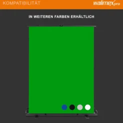 Walimex pro Roll-up Panel Hintergrund schwarz 155 x 200 cm, Fotohintergrund mit Transportbox, Hintergrundsystem für Fotostudio, knitterfreie Fotoleinwand ideal für Low-Key-Fotografie und Portraits