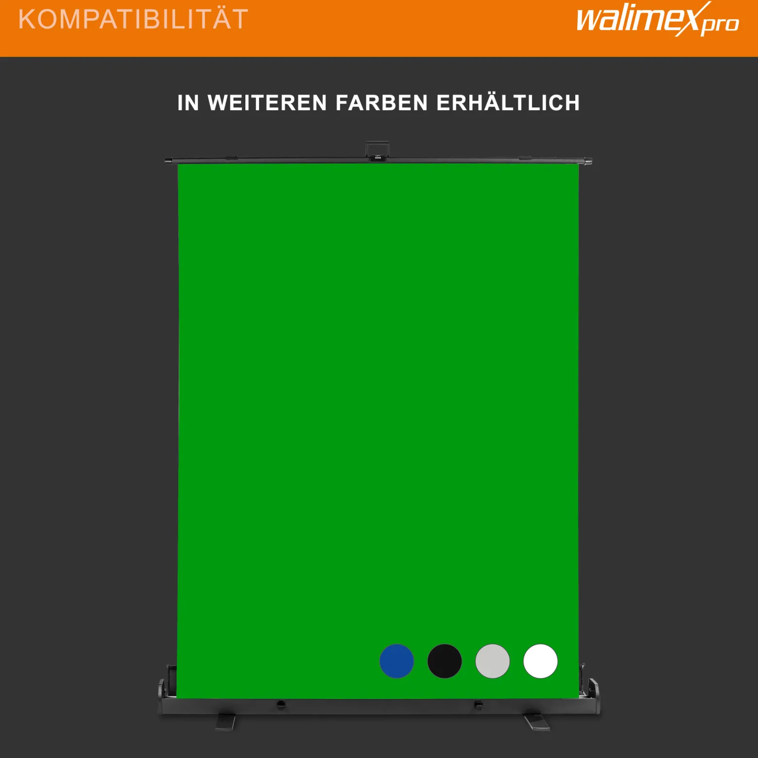 Walimex pro Roll-up Panel Hintergrund schwarz 155 x 200 cm, Fotohintergrund mit Transportbox, Hintergrundsystem für Fotostudio, knitterfreie Fotoleinwand ideal für Low-Key-Fotografie und Portraits